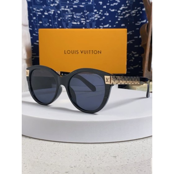 LV Monogram Round Sunglasses (Black/Gold)